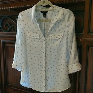 Polka Dot White House Black Market Top